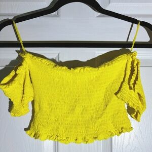 Cropped off-shoulder yellow top